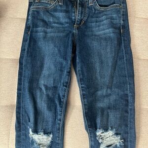 Joe's Jeans Dark Blue Distressed Cropped Jeans